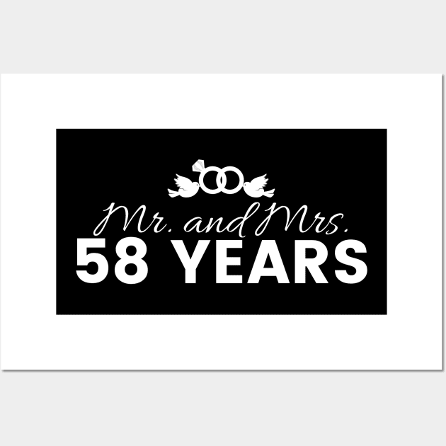 58th Wedding Anniversary Couples Gift Wall Art by Contentarama